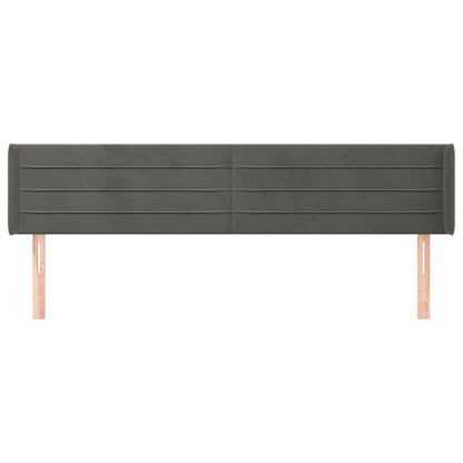 vidaXL Kopfteil mit Ohren Dunkelgrau 163x16x78/88 cm Samt