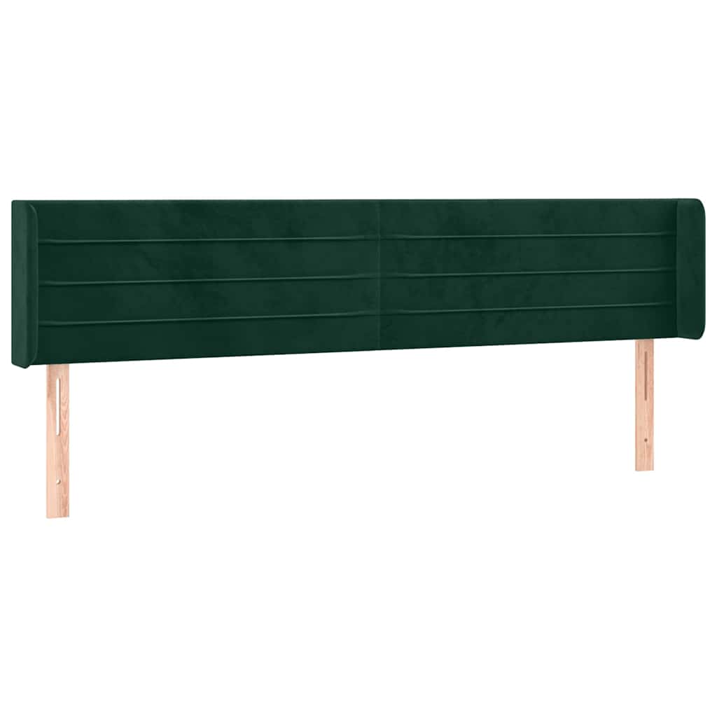 vidaXL Kopfteil mit Ohren Dunkelgrün 163x16x78/88 cm Samt