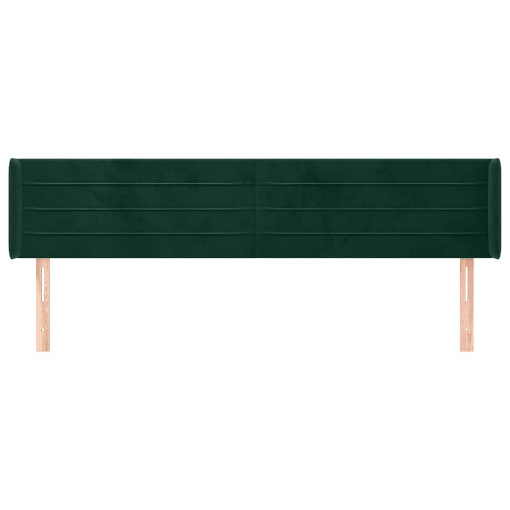 vidaXL Kopfteil mit Ohren Dunkelgrün 163x16x78/88 cm Samt