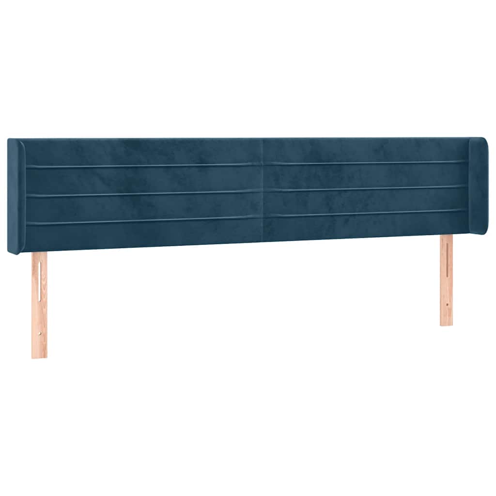vidaXL Kopfteil mit Ohren Dunkelblau 163x16x78/88 cm Samt