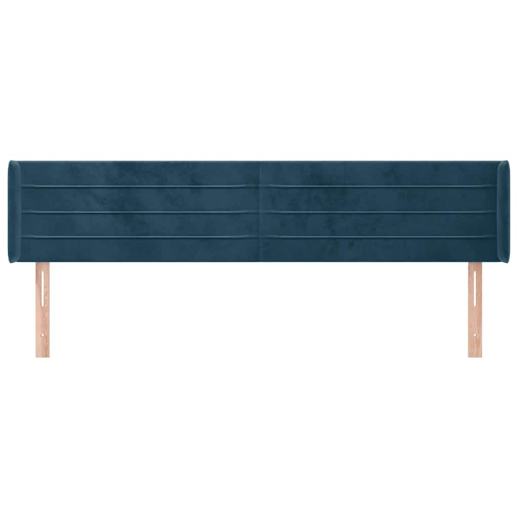 vidaXL Kopfteil mit Ohren Dunkelblau 163x16x78/88 cm Samt