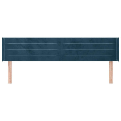 vidaXL Kopfteil mit Ohren Dunkelblau 163x16x78/88 cm Samt