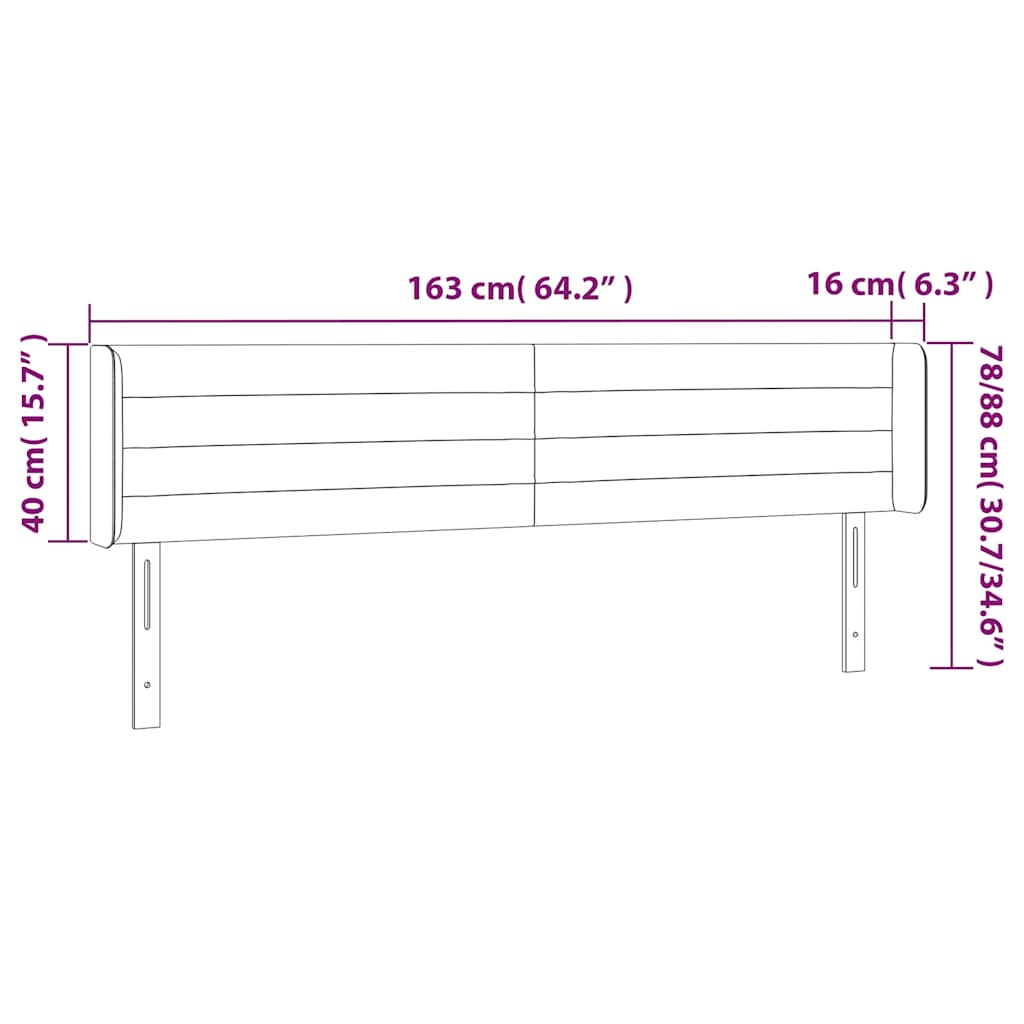 vidaXL Kopfteil mit Ohren Dunkelblau 163x16x78/88 cm Samt
