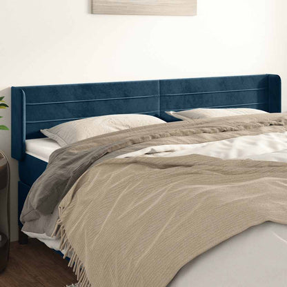 vidaXL Kopfteil mit Ohren Dunkelblau 163x16x78/88 cm Samt