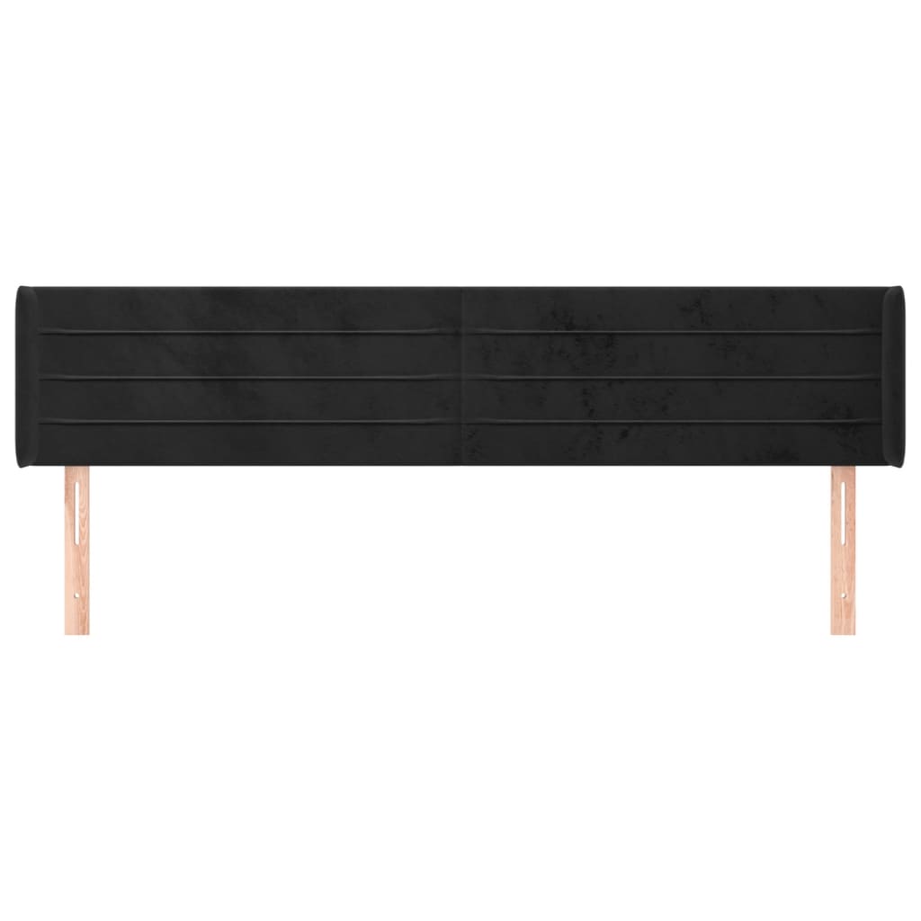 vidaXL Kopfteil mit Ohren Schwarz 203x16x78/88 cm Samt