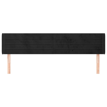 vidaXL Kopfteil mit Ohren Schwarz 203x16x78/88 cm Samt