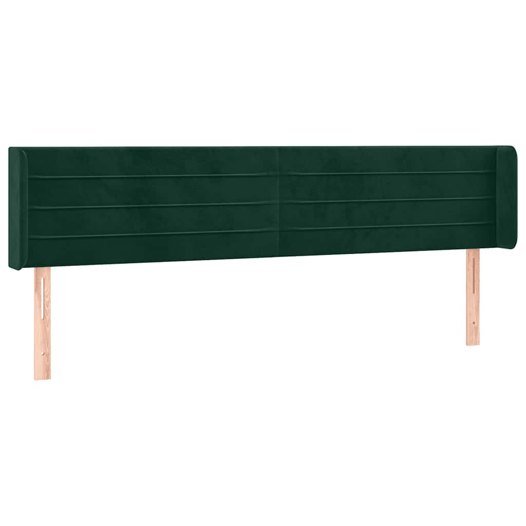 vidaXL Kopfteil mit Ohren Dunkelgrün 203x16x78/88 cm Samt