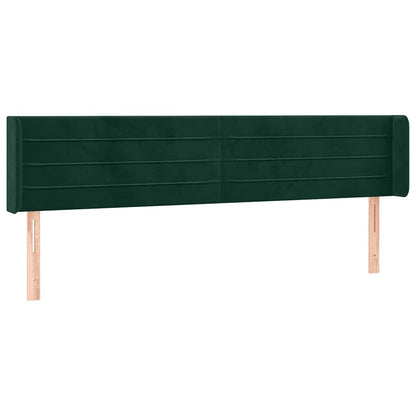 vidaXL Kopfteil mit Ohren Dunkelgrün 203x16x78/88 cm Samt
