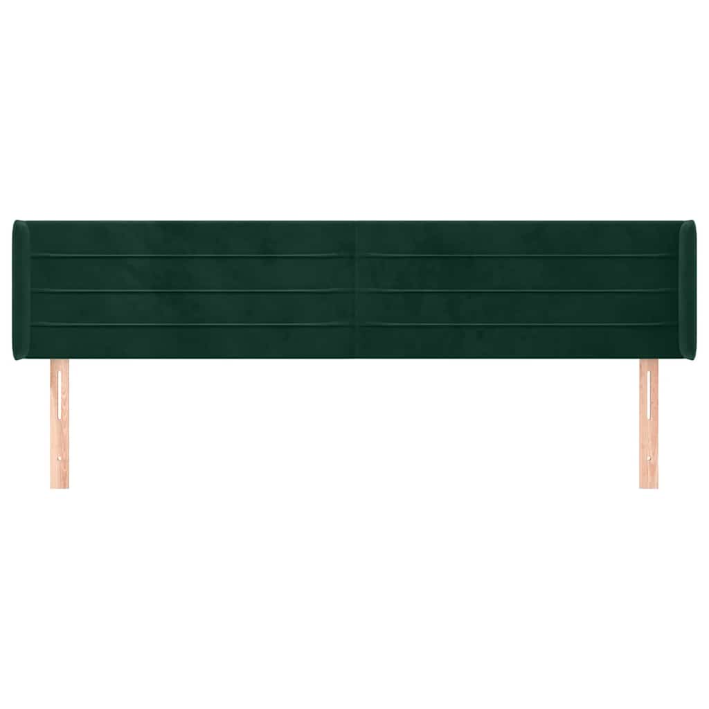 vidaXL Kopfteil mit Ohren Dunkelgrün 203x16x78/88 cm Samt