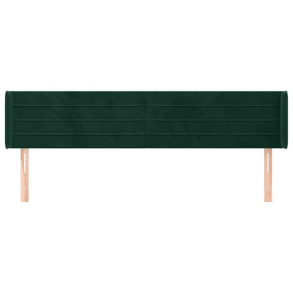 vidaXL Kopfteil mit Ohren Dunkelgrün 203x16x78/88 cm Samt