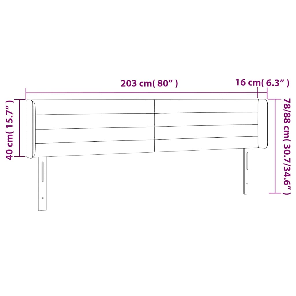 vidaXL Kopfteil mit Ohren Dunkelgrün 203x16x78/88 cm Samt