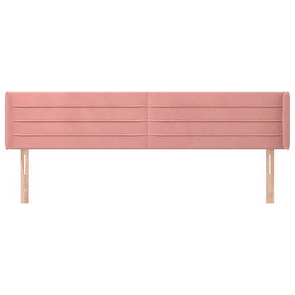 vidaXL Kopfteil mit Ohren Rosa 203x16x78/88 cm Samt