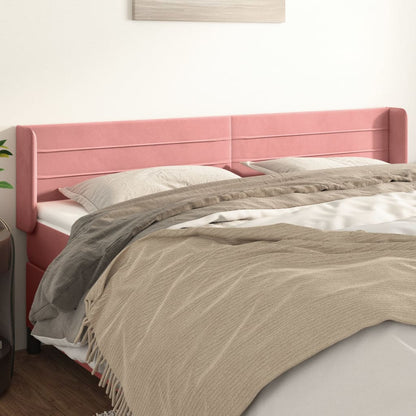vidaXL Kopfteil mit Ohren Rosa 203x16x78/88 cm Samt