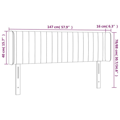 vidaXL Kopfteil mit Ohren Hellgrau 147x16x78/88 cm Stoff