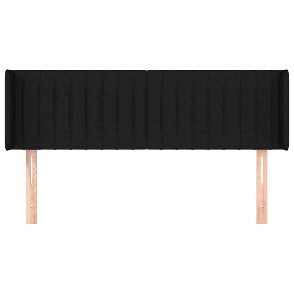 vidaXL Kopfteil mit Ohren Schwarz 147x16x78/88 cm Stoff
