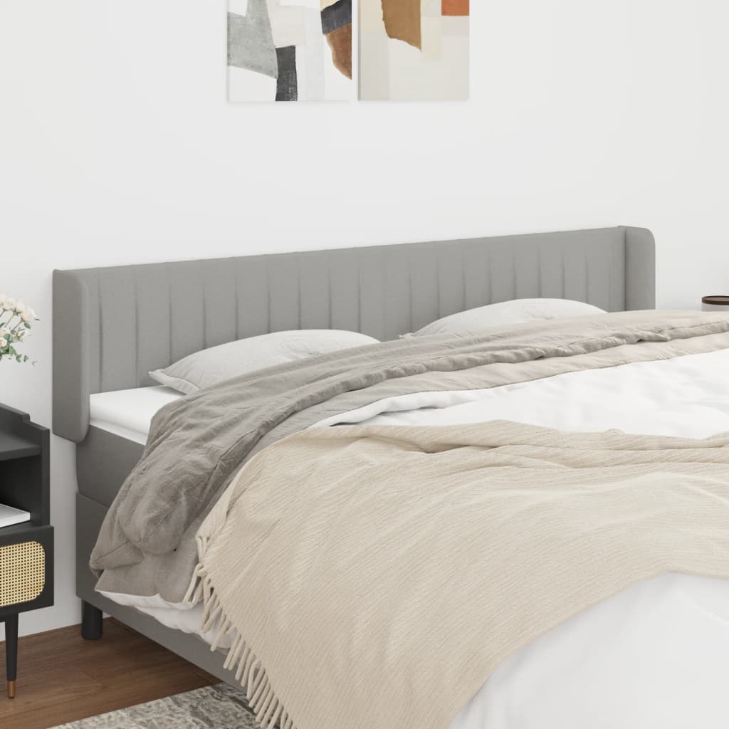 vidaXL Kopfteil mit Ohren Hellgrau 163x16x78/88 cm Stoff