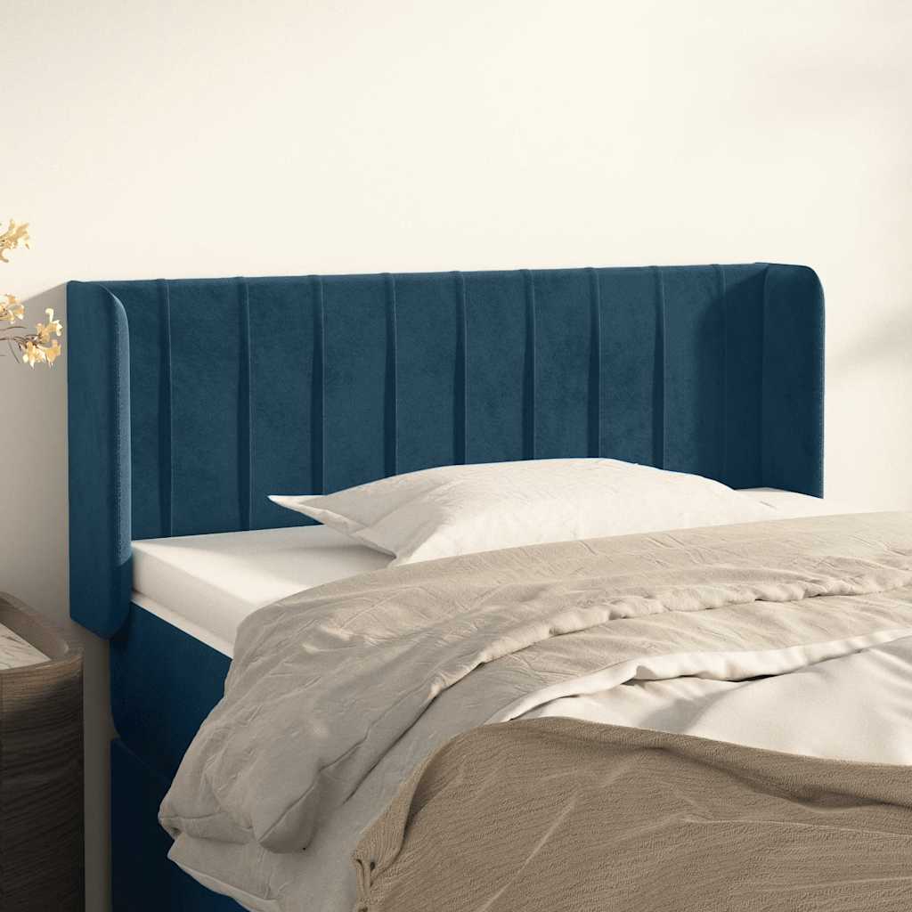 vidaXL Kopfteil mit Ohren Dunkelblau 83x16x78/88 cm Samt