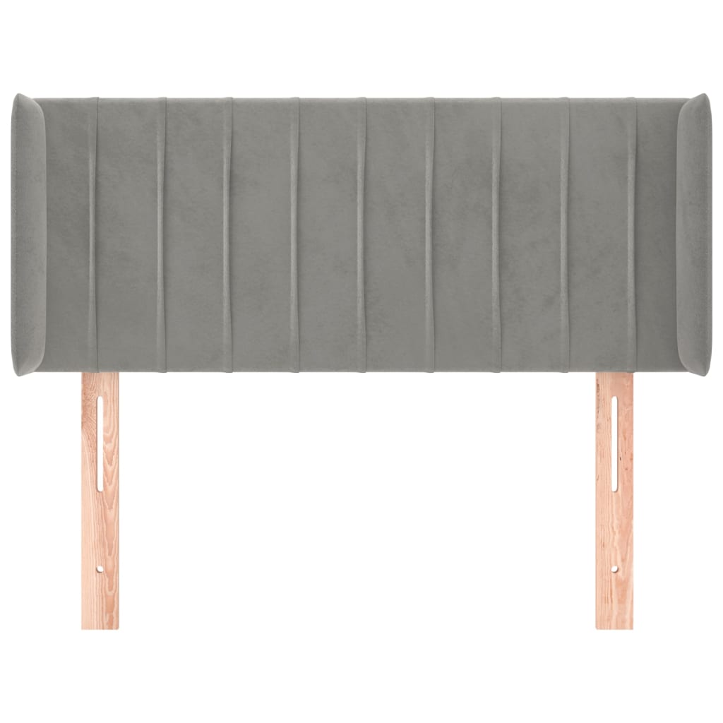 vidaXL Kopfteil mit Ohren Hellgrau 93x16x78/88 cm Samt