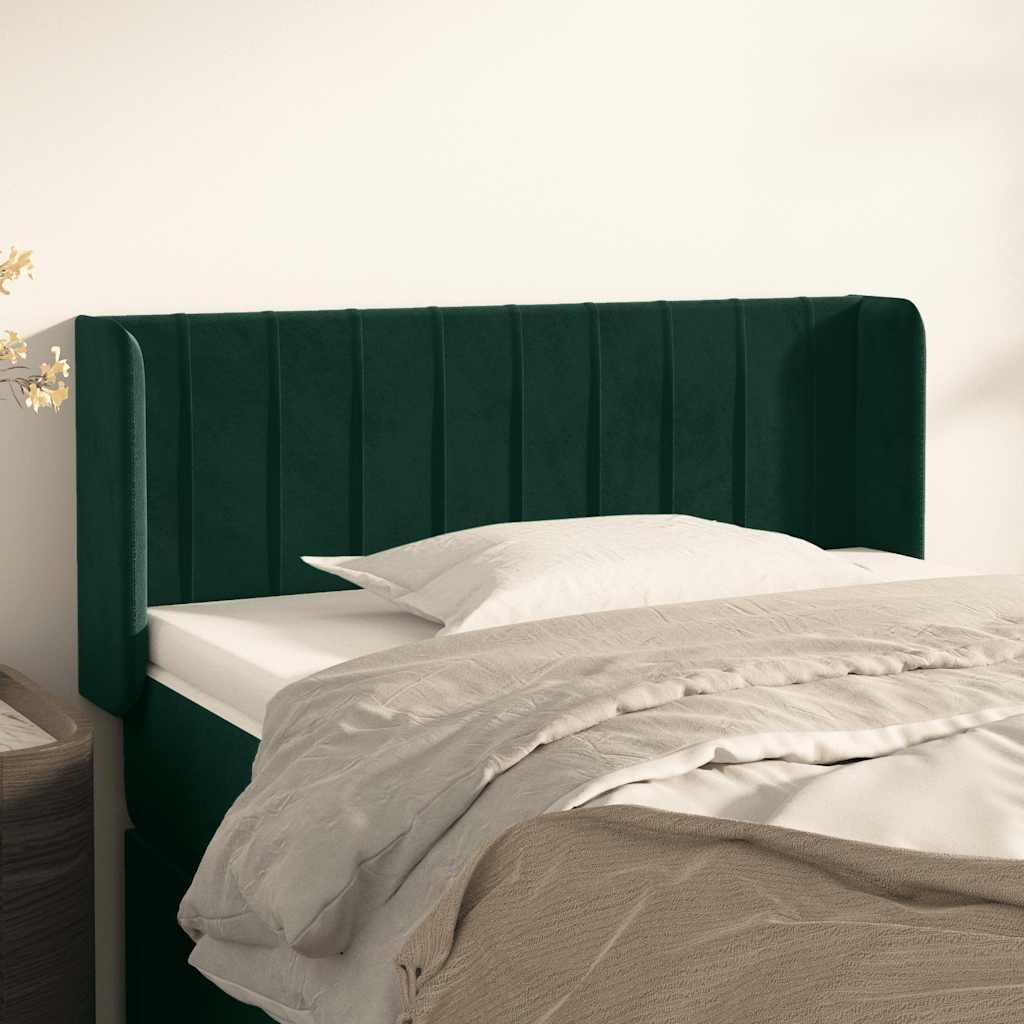 vidaXL Kopfteil mit Ohren Dunkelgrün 93x16x78/88 cm Samt