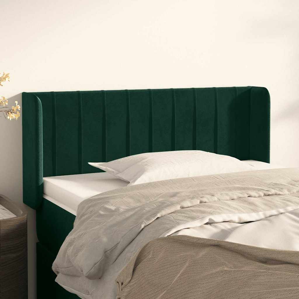 vidaXL Kopfteil mit Ohren Dunkelgrün 103x16x78/88 cm Samt