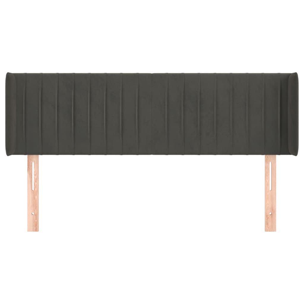 vidaXL Kopfteil mit Ohren Dunkelgrau 147x16x78/88 cm Samt