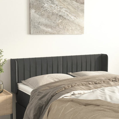 vidaXL Kopfteil mit Ohren Dunkelgrau 147x16x78/88 cm Samt