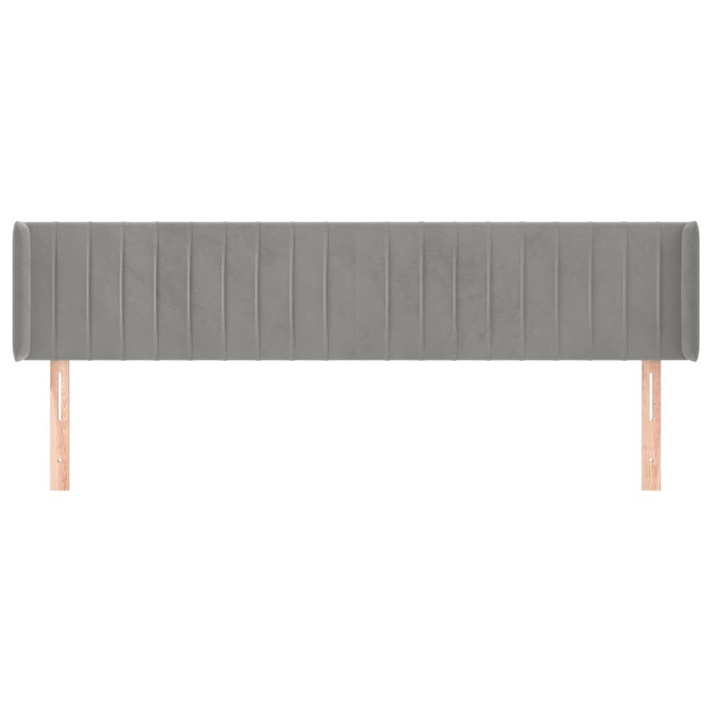 vidaXL Kopfteil mit Ohren Hellgrau 163x16x78/88 cm Samt