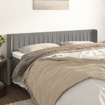 vidaXL Kopfteil mit Ohren Hellgrau 163x16x78/88 cm Samt