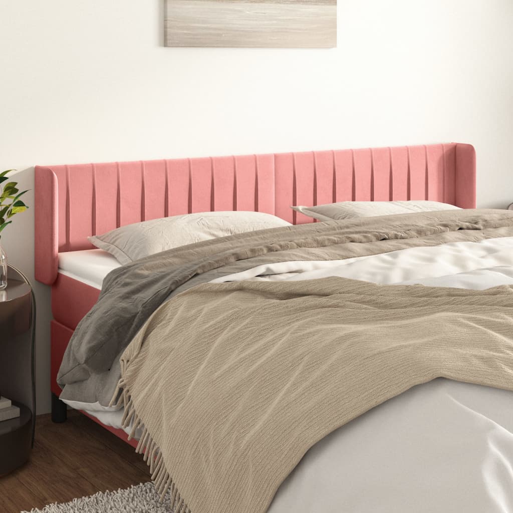 vidaXL Kopfteil mit Ohren Rosa 163x16x78/88 cm Samt