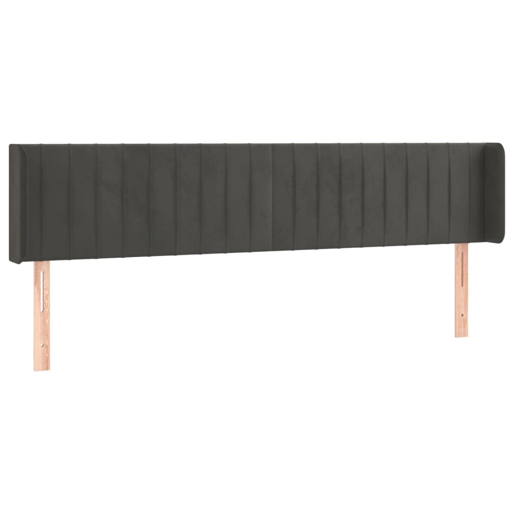 vidaXL Kopfteil mit Ohren Dunkelgrau 183x16x78/88 cm Samt