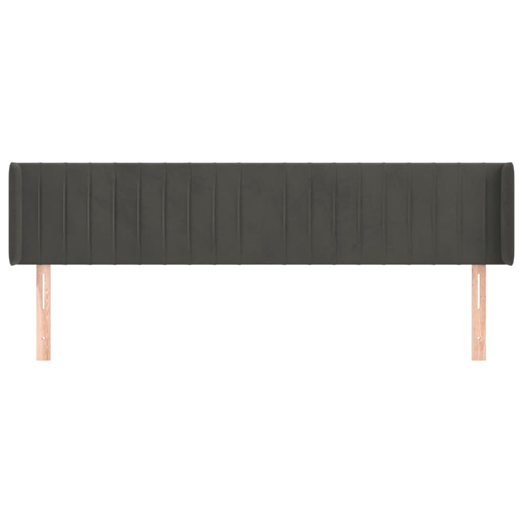 vidaXL Kopfteil mit Ohren Dunkelgrau 183x16x78/88 cm Samt