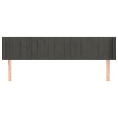 vidaXL Kopfteil mit Ohren Dunkelgrau 183x16x78/88 cm Samt