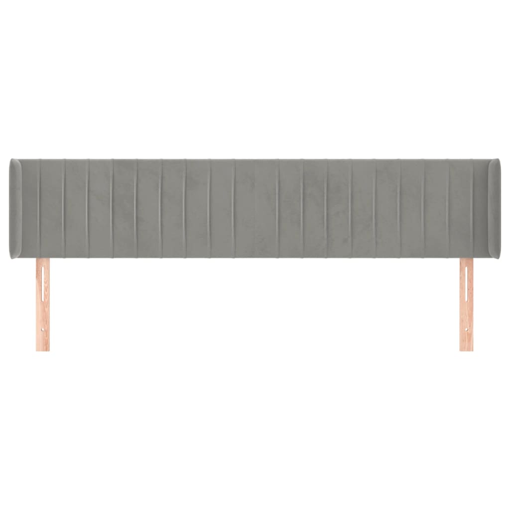 vidaXL Kopfteil mit Ohren Hellgrau 203x16x78/88 cm Samt