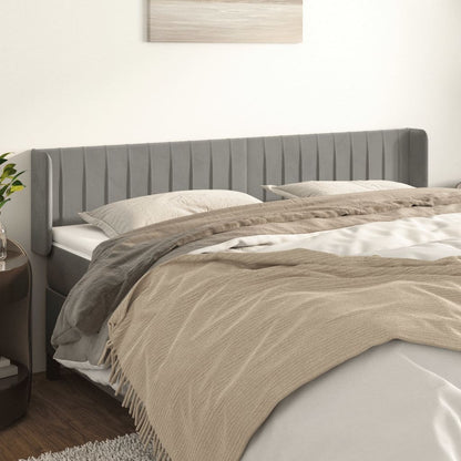 vidaXL Kopfteil mit Ohren Hellgrau 203x16x78/88 cm Samt