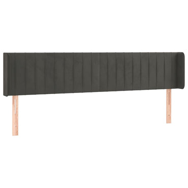 vidaXL Kopfteil mit Ohren Dunkelgrau 203x16x78/88 cm Samt