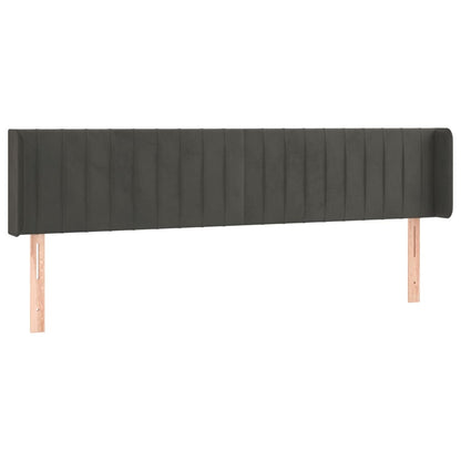 vidaXL Kopfteil mit Ohren Dunkelgrau 203x16x78/88 cm Samt