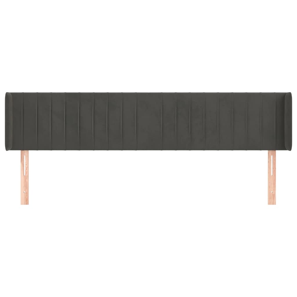 vidaXL Kopfteil mit Ohren Dunkelgrau 203x16x78/88 cm Samt
