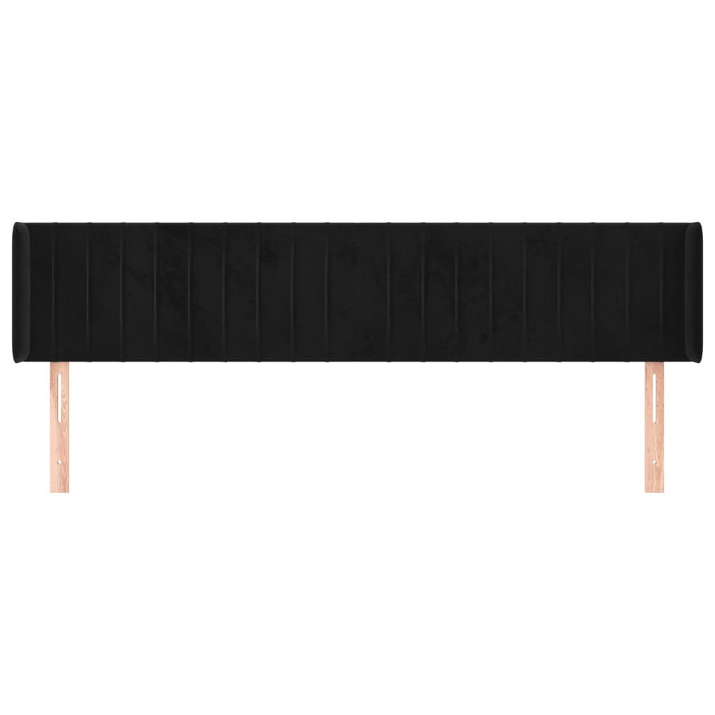 vidaXL Kopfteil mit Ohren Schwarz 203x16x78/88 cm Samt