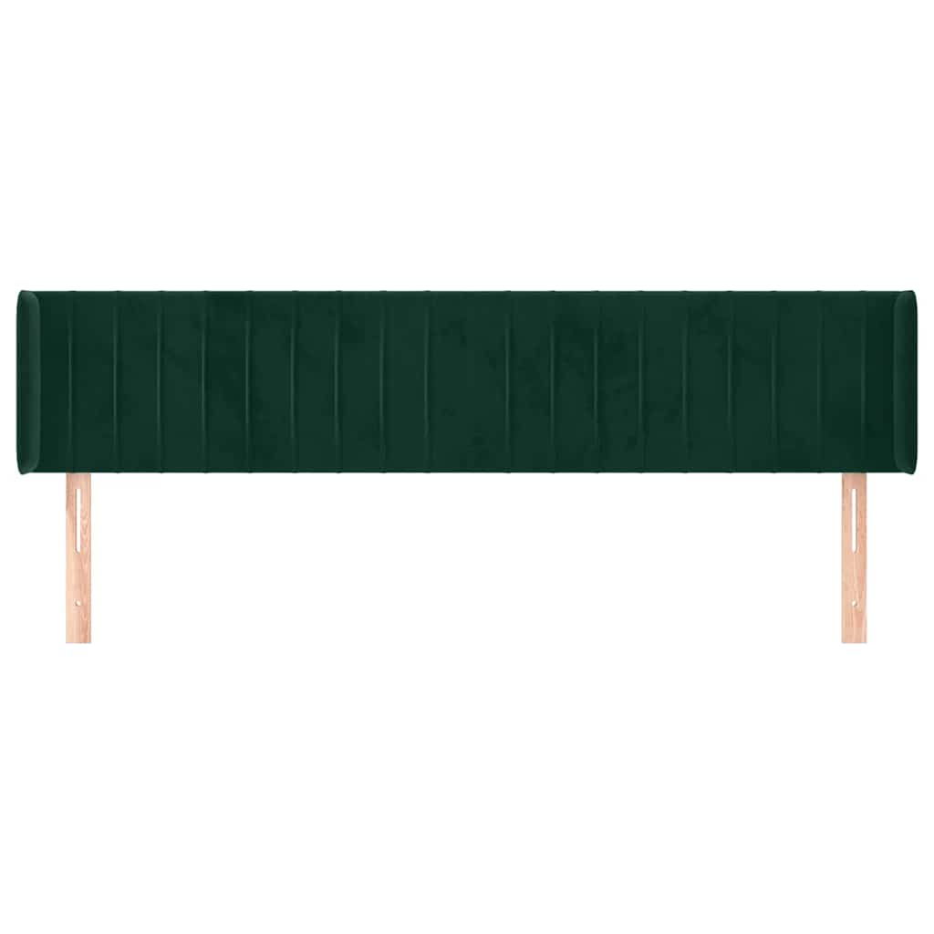 vidaXL Kopfteil mit Ohren Dunkelgrün 203x16x78/88 cm Samt