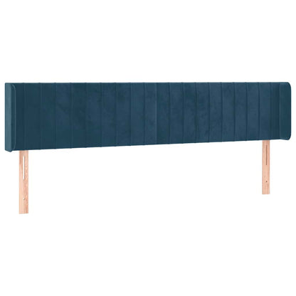 vidaXL Kopfteil mit Ohren Dunkelblau 203x16x78/88 cm Samt