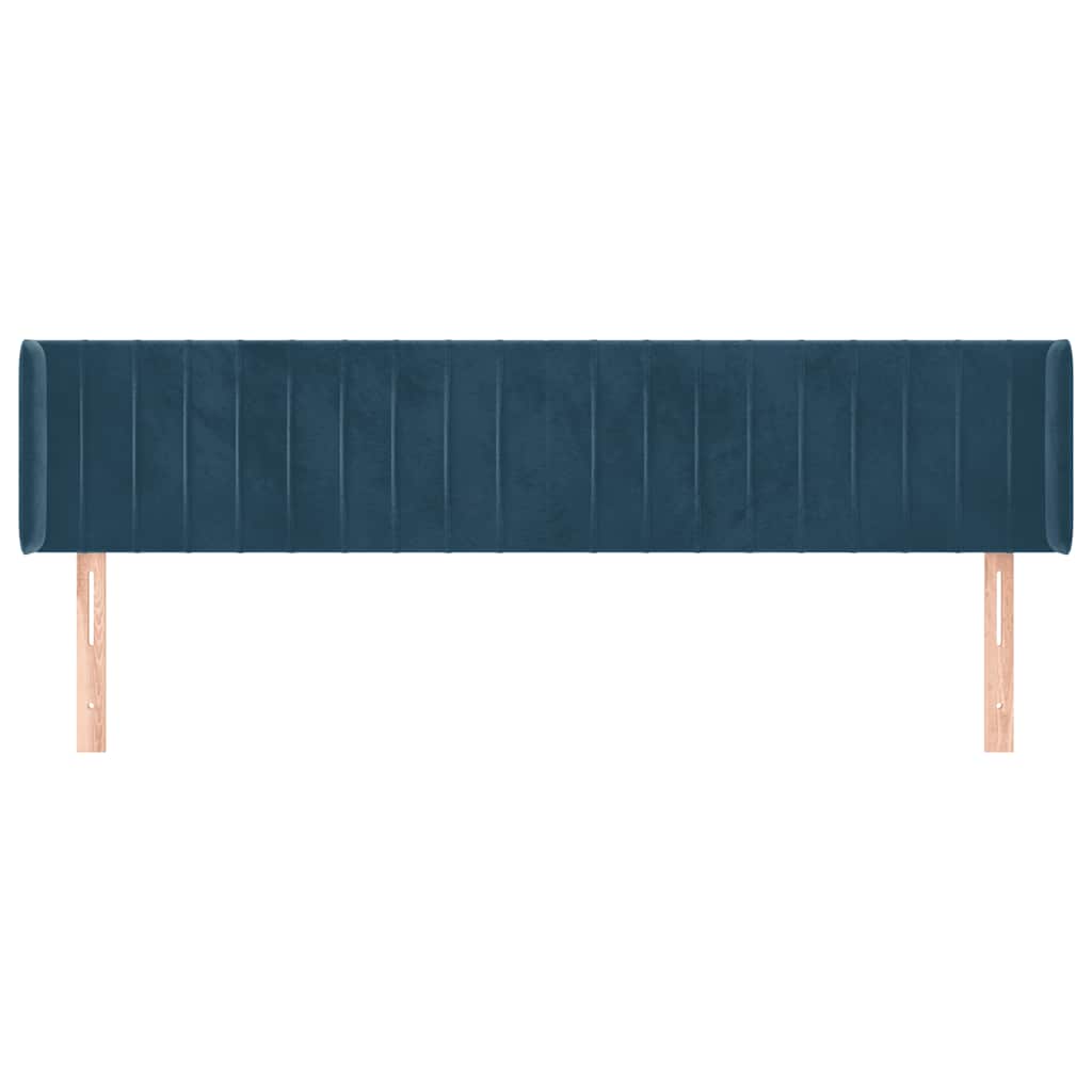 vidaXL Kopfteil mit Ohren Dunkelblau 203x16x78/88 cm Samt