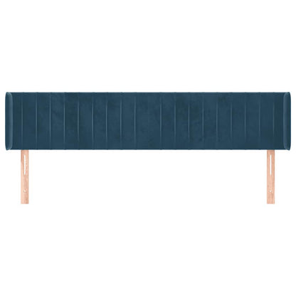vidaXL Kopfteil mit Ohren Dunkelblau 203x16x78/88 cm Samt