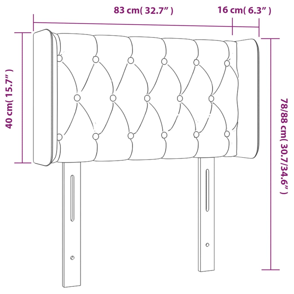 vidaXL Kopfteil mit Ohren Dunkelgrau 83x16x78/88 cm Stoff