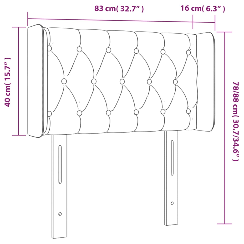 vidaXL Kopfteil mit Ohren Dunkelbraun 83x16x78/88 cm Stoff