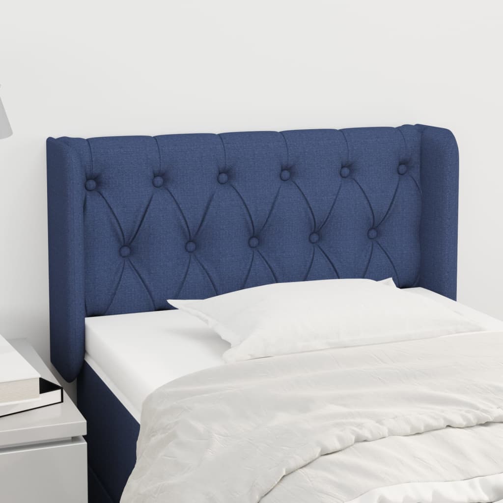 vidaXL Kopfteil mit Ohren Blau 83x16x78/88 cm Stoff