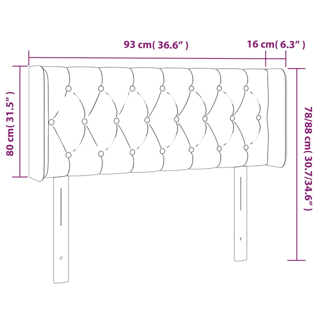 vidaXL Kopfteil mit Ohren Dunkelgrau 93x16x78/88 cm Stoff