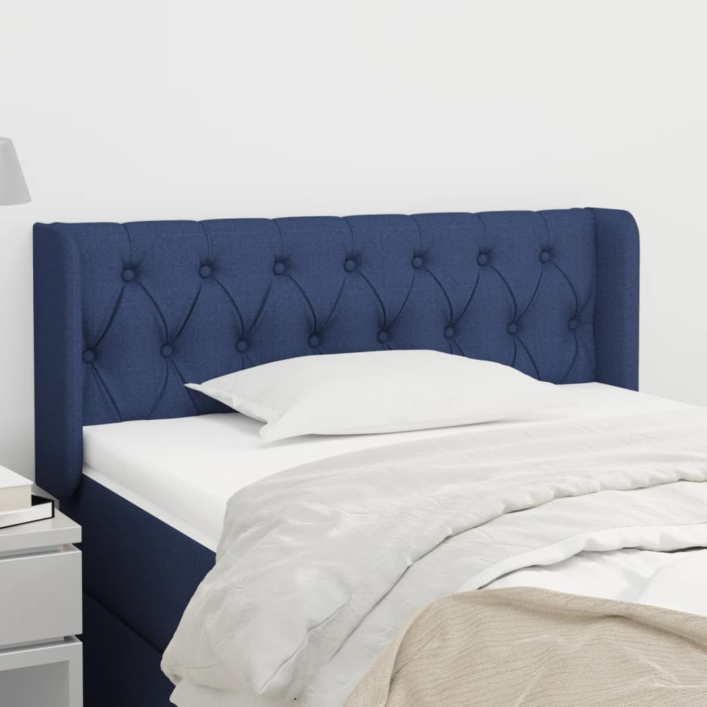 vidaXL Kopfteil mit Ohren Blau 93x16x78/88 cm Stoff
