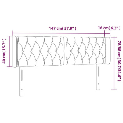 vidaXL Kopfteil mit Ohren Hellgrau 147x16x78/88 cm Stoff