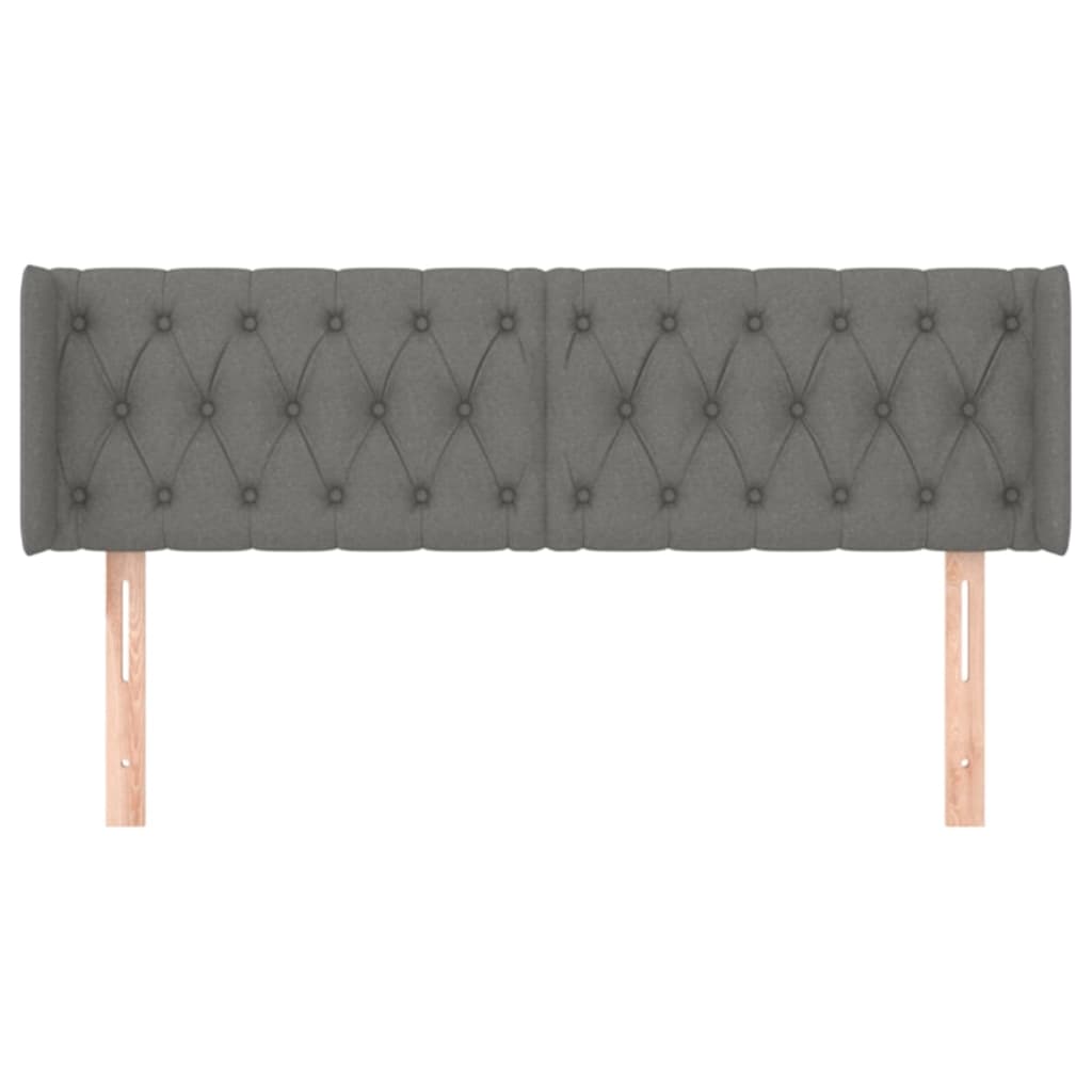 vidaXL Kopfteil mit Ohren Dunkelgrau 147x16x78/88 cm Stoff
