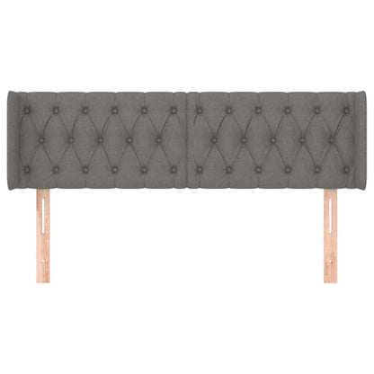 vidaXL Kopfteil mit Ohren Dunkelgrau 147x16x78/88 cm Stoff